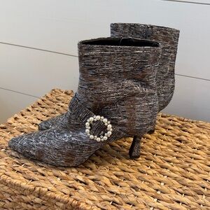 NWT Alex Marie Tweed Heeled Boots with Pearl Accent